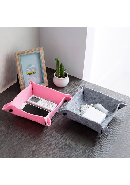 Pembe Tarzı Yaratıcı Kumaş Keçe Masaüstü Saklama Kutusu Ev Yaşam Malzemeleri Saklama Kutusu Basit Anahtar Takı Saklama Düzenleyici Katlanabilir (Yurt Dışından) indirimleri