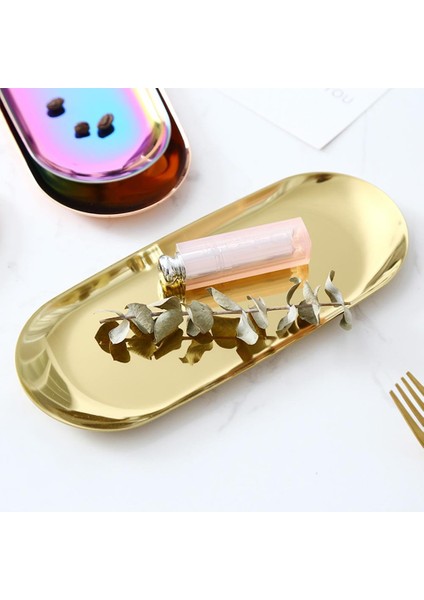 Altın 230X94MM Stili Nordik Tarz Oval Paslanmaz Çelik Saklama Tepsi Basit Şık Takı Küpe Atıştırmalık Altın Metal Ekran Tepsi Modern Ev Dekoru (Yurt Dışından) fiyatları