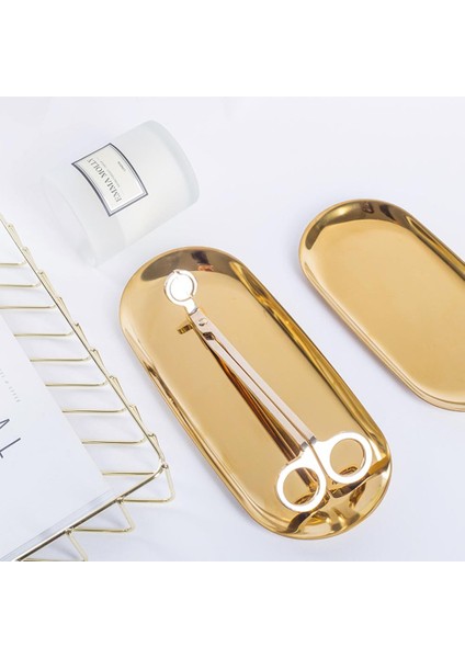 Altın 230X94MM Stili Nordik Tarz Oval Paslanmaz Çelik Saklama Tepsi Basit Şık Takı Küpe Atıştırmalık Altın Metal Ekran Tepsi Modern Ev Dekoru (Yurt Dışından) indirimleri