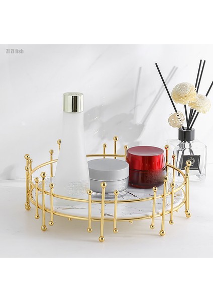 H Tarzı Avrupa Tarzı Yaratıcı Banyo Depolama Tepsi Tepsi Yatak Odası Masaüstü Makyaj Masası Takı Rafı Beyaz Mermer Depolama Rafı (Yurt Dışından) fiyatları