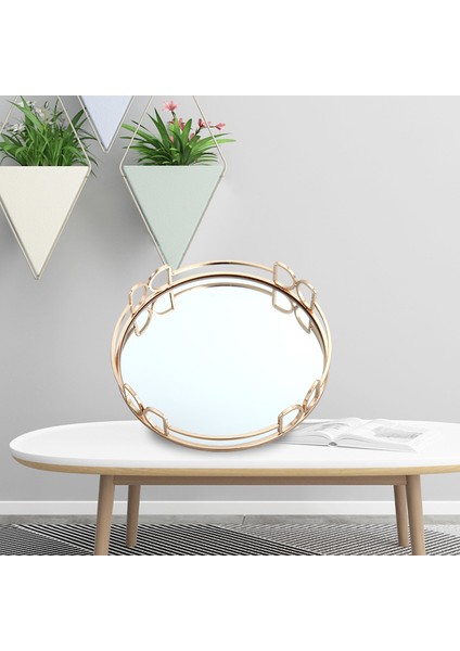 20CM Tarzı Nordik Metal Cam Ayna Tepsi Kahve Masası Oturma Odası Dekorasyon Kozmetik Mücevher Gösterme Tepsi Yuvarlak Ev Depolama Plakası (Yurt Dışından) indirimleri