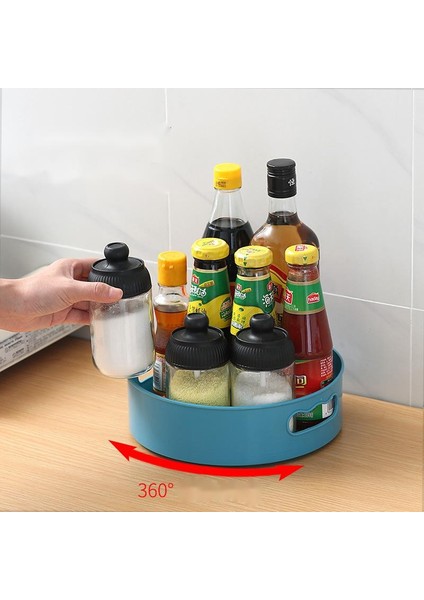 Beyaz Stil 360 Derece Dönebilen Tepsi Mutfak Saklama Kapları Baharat Kavanozu Atıştırmalık Yiyecek Tepsisi Banyo Saklama Kutusu Kaymaz Kozmetik Organizatörü (Yurt Dışından)