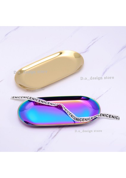 Renkli Stil S Boyutunda Kuzey Tarzı Metal Paslanmaz Çelik Pirinç Oval Saklama Çay Tepsisi Altın Gümüş Renk Geçişli Iç Mekan Popüler Ürün Dekorasyon (Yurt Dışından) fırsatları