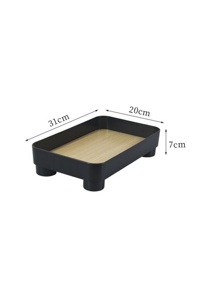 Kare Siyah Stil Nordik Minimalist Masaüstü Depolama Kutusu Yuvarlak Plastik Depolama Tepsi Oturma Odası Kozmetik ve Kırtasiye Düzenleyici Ev Dekorasyonu (Yurt Dışından)