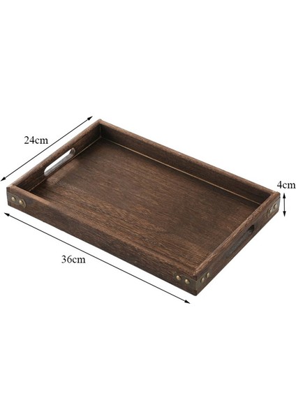 M Tarzı Retro Katı Ahşap Saklama Tepsisi Sofra Kahvaltı Çaydanlık Tutucu Tepsi Dikdörtgen Meyve Atıştırmalık Tabak Ev Oteli Için (Yurt Dışından)