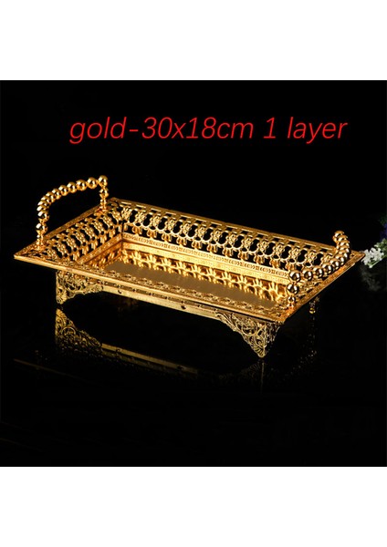 30X18CM 1 Katman Stili Gül Altın Meyve Tepsisi Mum Ayna Cam Vintage Yiyecek Tabağı Içecekler Ekran Tepsisi Miroir Vassoio Yüksek (Yurt Dışından)