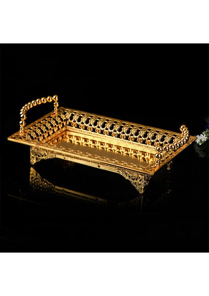 30X18CM 1 Katman Stili Gül Altın Meyve Tepsisi Mum Ayna Cam Vintage Yiyecek Tabağı Içecekler Ekran Tepsisi Miroir Vassoio Yüksek (Yurt Dışından) indirimleri