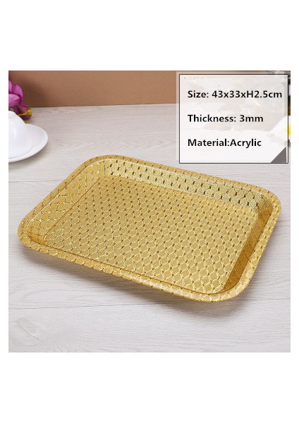 Stili Temizle Akrilik Altın Dikdörtgen Plastik Otel Ktv Tabak Saklama Tepsisi Japon Atıştırmalık Yiyecekler Servis Tabağı Altın Tepsisi Dekorasyon (Yurt Dışından)