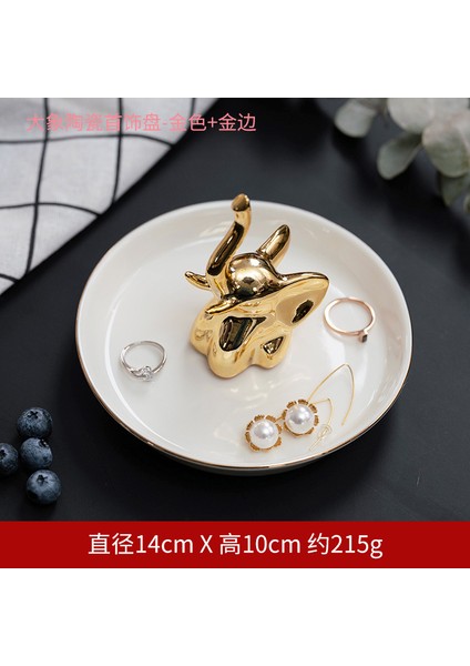 14CM White Plate x Style Nordik Seramik Takı Anahtar Düzenleyici Tepsi Kolye Yüzük Ekran Tabak Tavşan Flamingo Depolama Tepsi Kaktüs Boynuz Masaüstü Tutucu (Yurt Dışından)