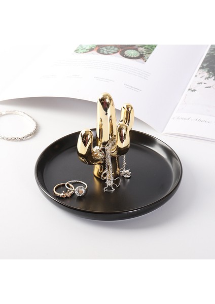 14CM White Plate x Style Nordik Seramik Takı Anahtar Düzenleyici Tepsi Kolye Yüzük Ekran Tabak Tavşan Flamingo Depolama Tepsi Kaktüs Boynuz Masaüstü Tutucu (Yurt Dışından) fiyatları