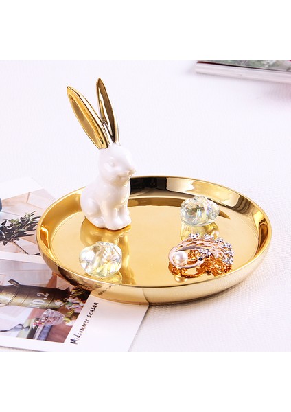 14CM White Plate x Style Nordik Seramik Takı Anahtar Düzenleyici Tepsi Kolye Yüzük Ekran Tabak Tavşan Flamingo Depolama Tepsi Kaktüs Boynuz Masaüstü Tutucu (Yurt Dışından) modelleri