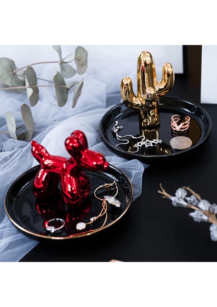 14CM White Plate x Style Nordik Seramik Takı Anahtar Düzenleyici Tepsi Kolye Yüzük Ekran Tabak Tavşan Flamingo Depolama Tepsi Kaktüs Boynuz Masaüstü Tutucu (Yurt Dışından) indirimleri