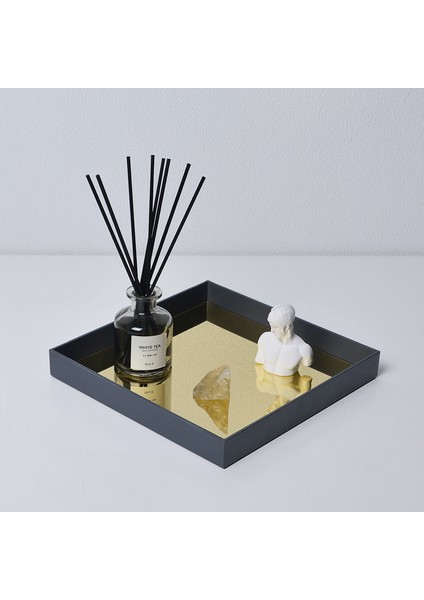 Koyu Gri Tarzı Kare Ayna Tepsi Oturma Odası Giriş Küçük Nesne Makyaj Aromaterapi Depolama Tepsi Ev Dekorasyonu (Yurt Dışından) fiyatları