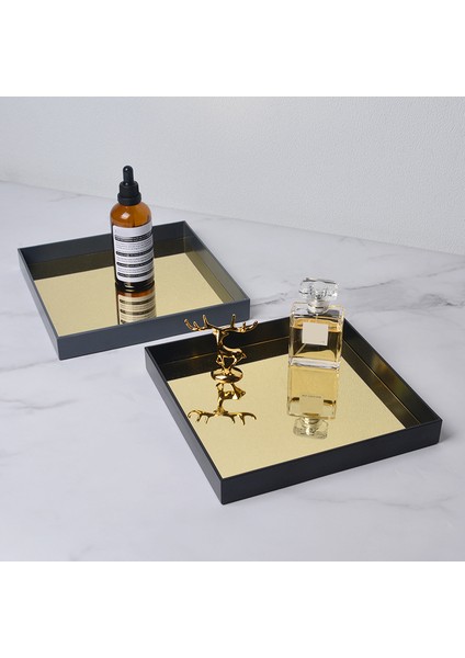 Koyu Gri Tarzı Kare Ayna Tepsi Oturma Odası Giriş Küçük Nesne Makyaj Aromaterapi Depolama Tepsi Ev Dekorasyonu (Yurt Dışından) modelleri