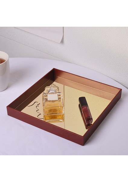 Koyu Gri Tarzı Kare Ayna Tepsi Oturma Odası Giriş Küçük Nesne Makyaj Aromaterapi Depolama Tepsi Ev Dekorasyonu (Yurt Dışından) fırsatları