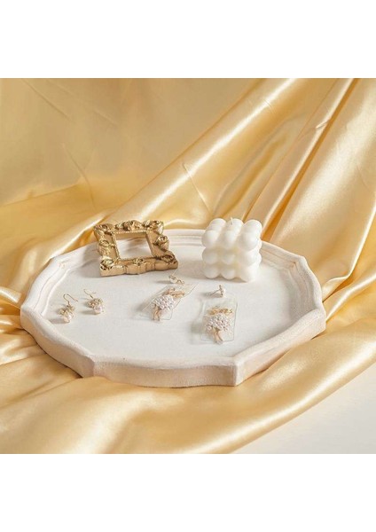 Bir Stil Vintage Beyaz Mdf Ahşap Toz Tepsisi Masaüstü Dekoratif Çay Meyve Makyaj Takı Gösteri Depolama Tabağı (Yurt Dışından) fırsatları