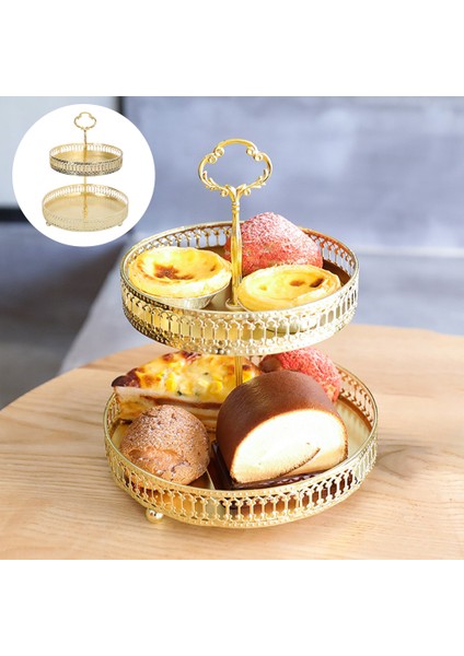 Şerit Stili Depolama Rafı Demir 2 Katlı Pasta Meyve Kek Parfüm Takı Düzenleyici Oyuk Çıkma Yatak Odası Tezgah Dekor Hediye (Yurt Dışından)