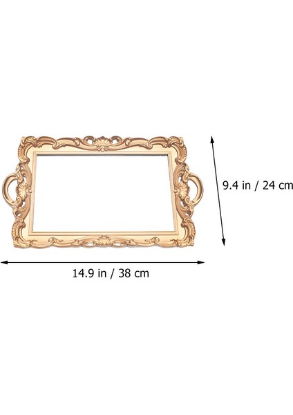 C Tipi Altın Stili Avrupa Depolama Tepsi Kozmetik Tepsi Depolama Tabak Parfüm Tabak Retro Bakkal Ayna Vintage Avrupa Ayna Gösteri Altın (Yurt Dışından)