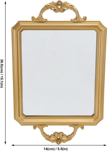 B Tipi Altın Stili Avrupa Depolama Tepsi Kozmetik Tepsi Depolama Tabak Parfüm Tabak Retro Bakkal Ayna Vintage Avrupa Ayna Gösteri Altın (Yurt Dışından)