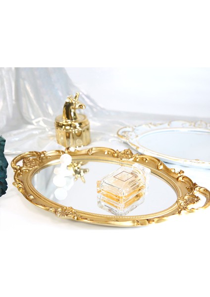 B Tipi Altın Stili Avrupa Depolama Tepsi Kozmetik Tepsi Depolama Tabak Parfüm Tabak Retro Bakkal Ayna Vintage Avrupa Ayna Gösteri Altın (Yurt Dışından) fiyatları