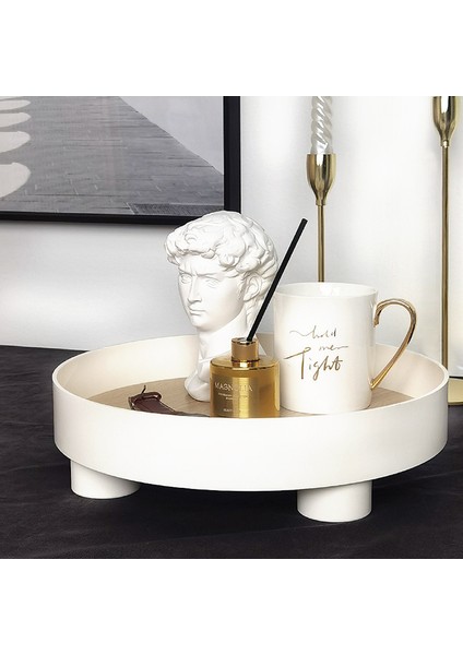 Gri Tarzı Kuzey Avrupa Ahşap Yuvarlak Depolama Tepsi Sofra Beyaz Tabak Tepsi Yiyecek Meyve Düğün Mutfak Servis Tepsi Dekoratif Kase (Yurt Dışından) fiyatları