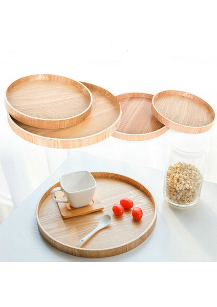 27CM Tarzı 8- Ahşap Yuvarlak Tabak Atıştırmalık Kek Meyve Tabak Odası Tatlı Hizmet Tepsisi Çevre Dostu Sushi Sofra Parti Için Ev Otel Için (Yurt Dışından) fırsatları