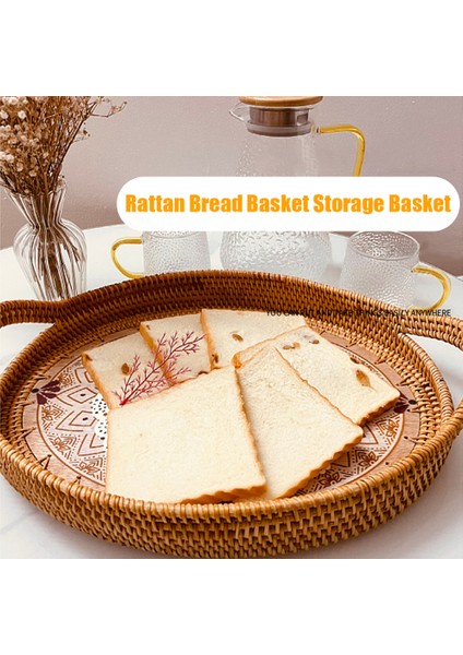 As Tarzı El Yapımı Hasır Sepet Saplı Meyve Kek Atıştırmalık Kahve Tabak Akşam Yemeği Servis Tepsi Masa Saklama Kabı Düzenleyici (Yurt Dışından) indirimleri