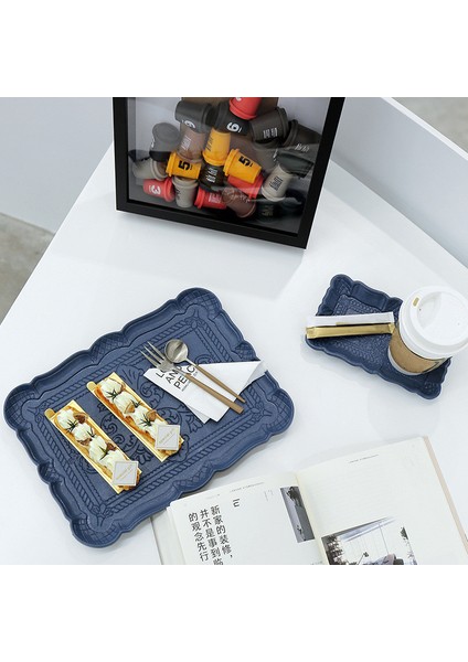 Mavi L Tarzı Nordik Ahşap Tepsi Meyve Tatlı Saklama Tepsisi Takı Kozmetik Organizatörler Retro Çay Tabak (Yurt Dışından) indirimleri