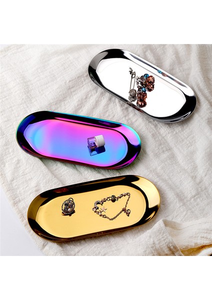 Renk Büyük Tarzı Altın Oval Tabak Masaüstü Dekorasyon 1 Adet Paslanmaz Çelik Saklama Tepsisi Takı Yüzük Düzenleyici Ekmek Tatlı Tabak (Yurt Dışından) fiyatları