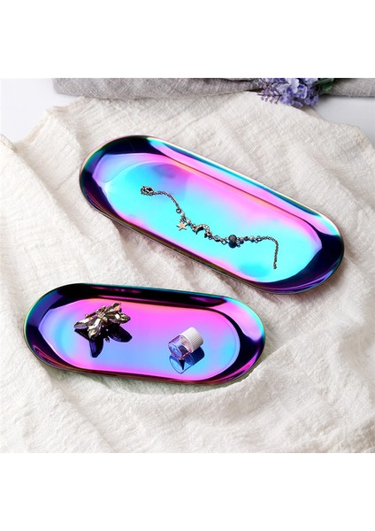 Renk Büyük Tarzı Altın Oval Tabak Masaüstü Dekorasyon 1 Adet Paslanmaz Çelik Saklama Tepsisi Takı Yüzük Düzenleyici Ekmek Tatlı Tabak (Yurt Dışından) indirimleri