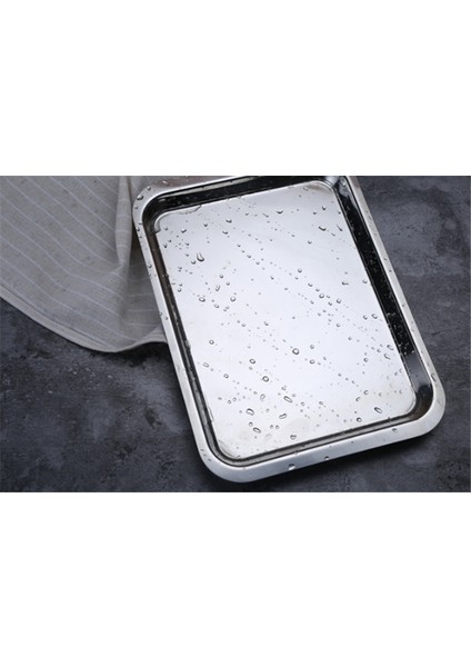 30X23.5XH2CM Style Paslanmaz Çelik Tabak Tepsisi Dikdörtgen Fırın Tencere Tabak Japon Mangal Kafeterya Saklama Yiyecek Meyve Mutfak Altın Kek Tepsisi (Yurt Dışından)