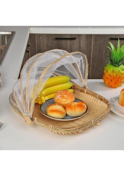 Yuvarlak L Tarzı 2020 Yeni Bambu Çadır Sepeti El Yapımı Tepsi Böcek Önleyici Gıda Meyve Kapaklı Net Fileli Mutfak Saklama Ürünü (Yurt Dışından) indirimleri