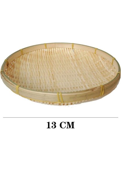 13CM Tarzı El Yapımı Dokuma Bambu Süzgeç Bambu Sal Raft Yuvarlak Tıraş Kepçesi Kendin Yap Dekoratif Meyve Ekmek Sepeti Mutfak Depolama (Yurt Dışından)