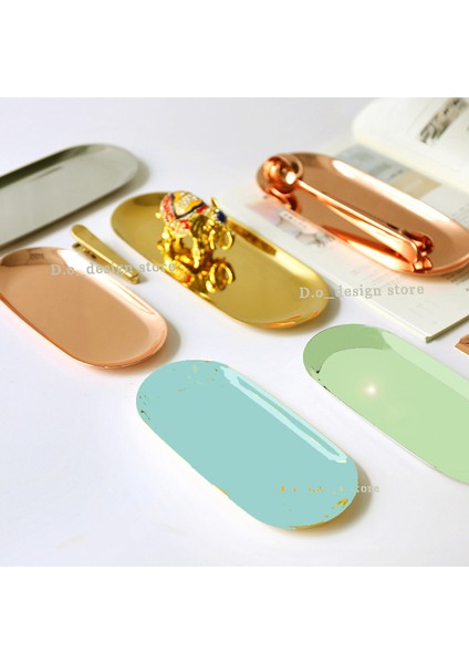 Altın Tarzı S Boyutunda Kuzey Tarzı Metal Paslanmaz Çelik Pirinç Oval Saklama Çay Tepsisi Altın Gümüş Renk Geçişli Iç Mekan Popüler Ürün Dekorasyon (Yurt Dışından) fiyatları