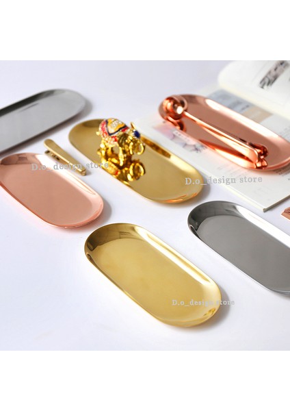 Altın Tarzı S Boyutunda Kuzey Tarzı Metal Paslanmaz Çelik Pirinç Oval Saklama Çay Tepsisi Altın Gümüş Renk Geçişli Iç Mekan Popüler Ürün Dekorasyon (Yurt Dışından) modelleri