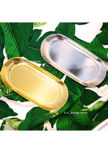 Altın Tarzı S Boyutunda Kuzey Tarzı Metal Paslanmaz Çelik Pirinç Oval Saklama Çay Tepsisi Altın Gümüş Renk Geçişli Iç Mekan Popüler Ürün Dekorasyon (Yurt Dışından) indirimleri