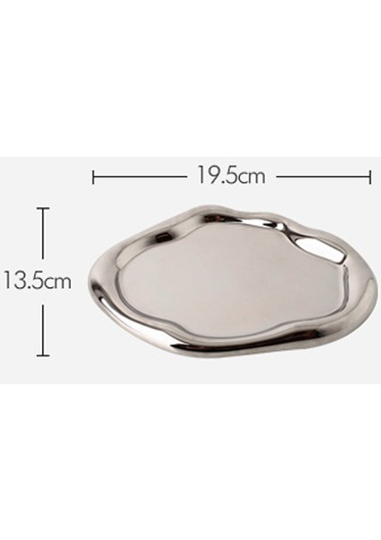 Gümüş-19,5cm Stili Modern Seramik Gümüş Kaplama Tabak Masa Üstü Dekorasyon Yaratıcı Sanat Mürekkep Nokta Saklama Tepsi Mutfak Oturma Odası Dekorasyon Tabak (Yurt Dışından)