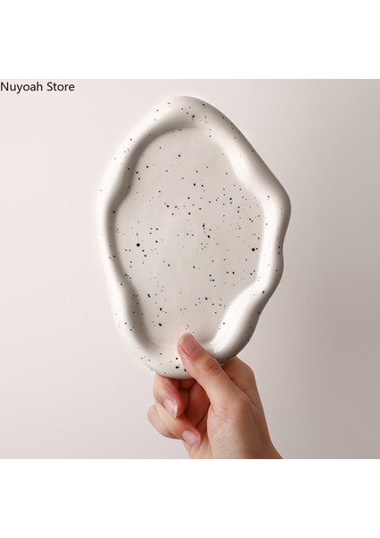 Gümüş-19,5cm Stili Modern Seramik Gümüş Kaplama Tabak Masa Üstü Dekorasyon Yaratıcı Sanat Mürekkep Nokta Saklama Tepsi Mutfak Oturma Odası Dekorasyon Tabak (Yurt Dışından) modelleri