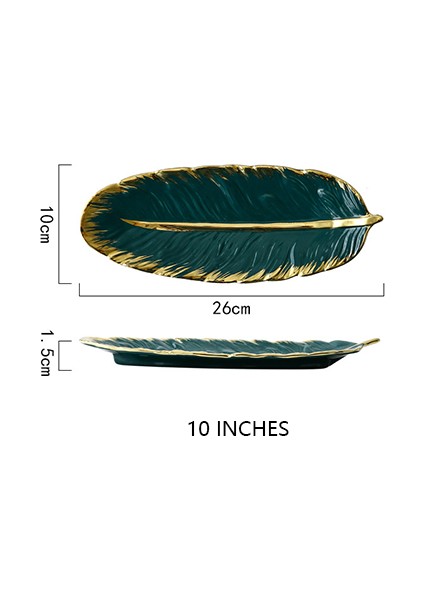 10 Inçyeşil-S Tarzı Lüks Tüy Saklama Tepsisi Seramik Meyve Pasta Tatlı Sofra Takımı Makyaj Takı Süsleme Servis Tepsisi Seti (Yurt Dışından)