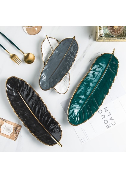 10 Inçyeşil-S Tarzı Lüks Tüy Saklama Tepsisi Seramik Meyve Pasta Tatlı Sofra Takımı Makyaj Takı Süsleme Servis Tepsisi Seti (Yurt Dışından) fırsatları