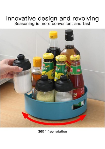 Mavi Stil 360 Derece Dönebilen Tepsi Mutfak Saklama Kapları Baharat Tabak Atıştırmalık Meyve Yiyecek Tepsi Kaymaz Banyo Kozmetik Saklama Tabağı (Yurt Dışından) fırsatları