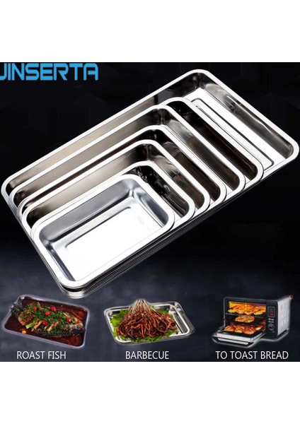 Kırmızı Stil Paslanmaz Çelik Saklama Tepsileri Kalın Tavalar Dikdörtgen Çok Fonksiyonlu Kafeterya Tepsisi Barbekü Derin Pilav Tabakları Plak (Yurt Dışından) fiyatları