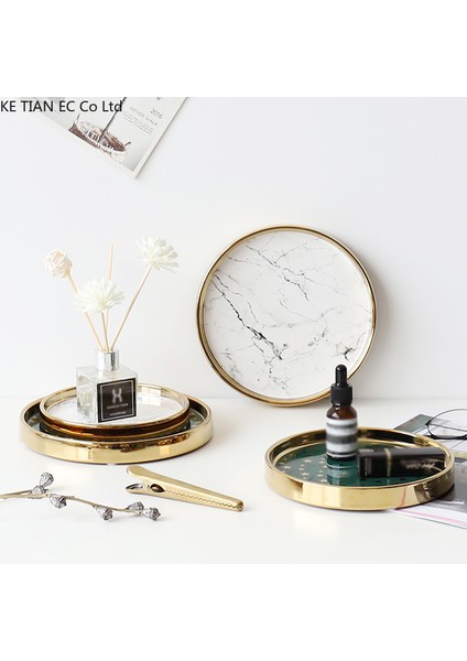 F-Küçük Stil Avrupa Tarzı Seramik Takı Kutusu Mermer Desen Aromaterapi Mum Saklama Tepsisi Ev Yaratıcı Yuvarlak Takı Seti Çay Tepsisi Deko (Yurt Dışından) modelleri