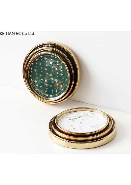 F-Küçük Stil Avrupa Tarzı Seramik Takı Kutusu Mermer Desen Aromaterapi Mum Saklama Tepsisi Ev Yaratıcı Yuvarlak Takı Seti Çay Tepsisi Deko (Yurt Dışından) fırsatları
