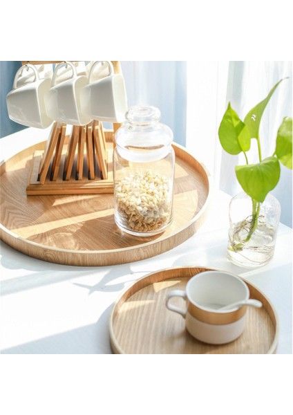 24CM Tarzı 8- Ahşap Yuvarlak Tabak Atıştırmalık Kek Meyve Tabak Odası Tatlı Hizmet Tepsisi Çevre Dostu Sushi Sofra Parti Için Ev Otel Için (Yurt Dışından) fiyatları