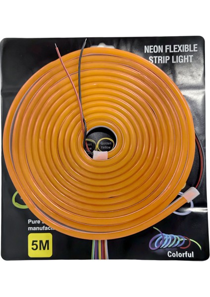 Neon Şerit LED 24V 8X16 mm 5 Metre Kesilebilir Bağlantı Aparatlı Turuncu / LAAM436