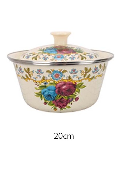 C-20CM Tarzı Emaye Kase Kase Kalın Büyük Kapasiteli Vintage Kapaklı Tencere Mutfak Buzdolabı Gıda Saklama Için Uygun (Yurt Dışından)