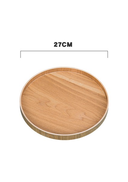 27CM Tarzı Japon Tarzı Yuvarlak Tepsi Yiyecek Servis Tabak Ahşap Atıştırmalık Tatlı Tabak Çay Tahtası Doğal Çay Yiyecek Sunucu Tabak Içecek Tabağı Wf (Yurt Dışından)