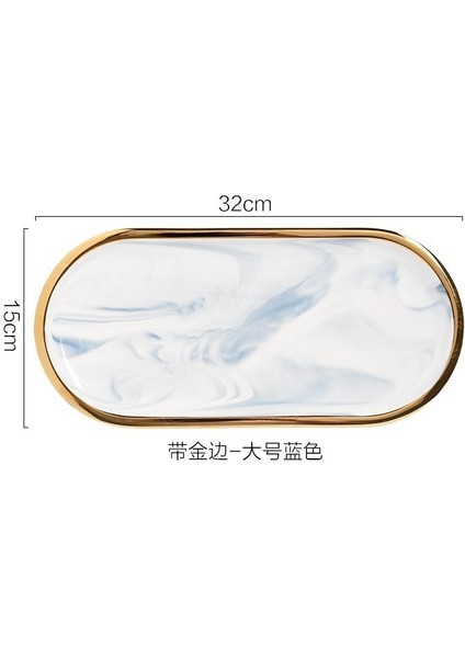 No.7 Tarzı Altın Kaplama Mermer Saklama Tepsi Seramik Avrupa Şarj Tabakları Yiyecek Meyve Tatlı Oval Tabak Takı Tepsi Süs Tabak Sunum Tabağı (Yurt Dışından)