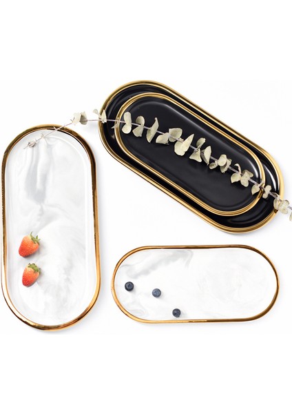 No.7 Tarzı Altın Kaplama Mermer Saklama Tepsi Seramik Avrupa Şarj Tabakları Yiyecek Meyve Tatlı Oval Tabak Takı Tepsi Süs Tabak Sunum Tabağı (Yurt Dışından) fırsatları